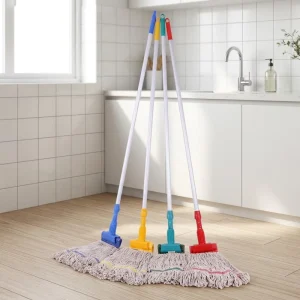 Color-Coded String Mop Set with Aluminum Handle for Hospital Hotel Kitchen Sanitation
