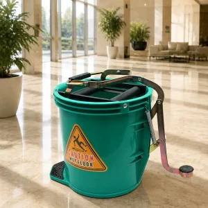 Colorful 16L Round Roller Squeeze Mop Wringer Bucket Plastic Frame and Roller Structure