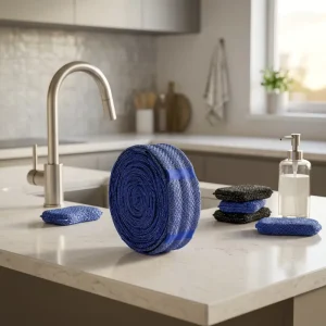 Colorful Antibacterial Polyester Raw Material Scrubber Cloth Rolls