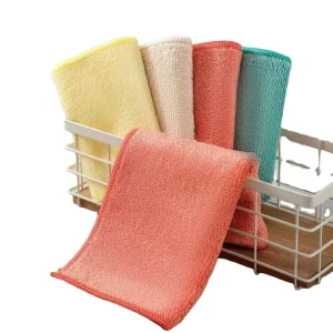 Colorful Bamboo Fiber Waffle Style Microfiber Kitchen Square Cleaning Cloth