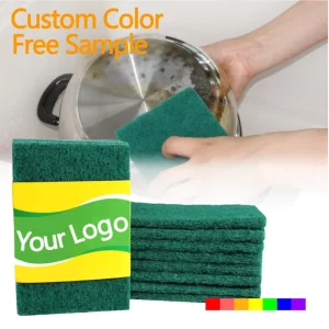 Colorful Biodegradable Square Dish and Pot Scrubber Sponge Scouring Pad with High Absorption