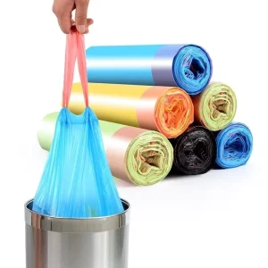 Colorful Disposable HDPE Drawstring Packaging Garbage Bags on Roll Customizable for Home Office Kitchen Use