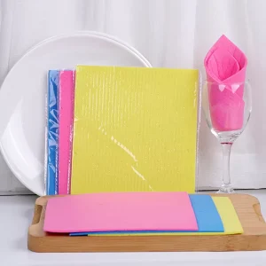 Colorful Eco friendly Natural Wood Pulp Cotton Cleaning Cloth Kitchen Dish Washing Cloth Household Cleaning Product