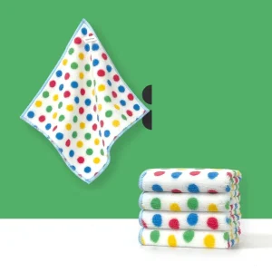 Colorful Polka Dot Microfiber Kitchen Towel Absorbent Coral Fleece Cleaning Dish Cloth With Hanging Loop Reusable Kitchen Towel
