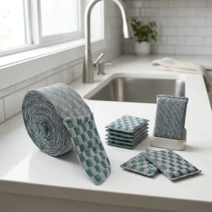 Colorful Polyester Fabric Raw Material Scrubber Cloth Scouring Pad Roll