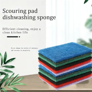 Colorful Polyester Square Scouring Pad Sponge, Heavy-Duty Multi-Purpose Kitchen Cleaner