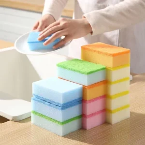 Colorful Sponge with Scouring Pad Heavy-Duty Abrasive Cleaning Eraser
