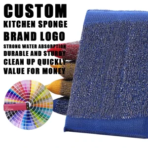 Colorful Stainless Steel Wire Cloth Dish Cleaning Sponge Block, High Water Absorption