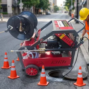 Commercial 150 Bar 40 L/min Stainless Steel Petrol Jetter Drain Pipe Cleaning Machine for 50-300 mm Pipes