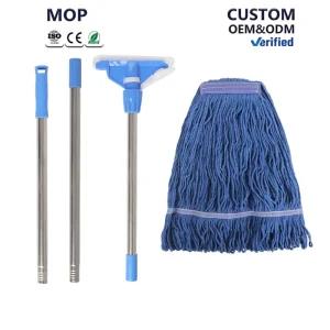 Commercial 48-Inch Long-Handle Cotton Wet Mop for Home Kitchen Office Concrete and Tile Floors