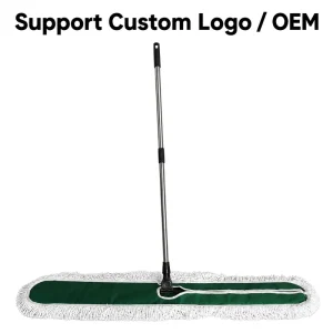 Commercial Cotton Yarn Dust Mop 110CM Wide Flat Floor Cleaning Replacement Head Telescopic Plastic Handle Plastic Basket Factory