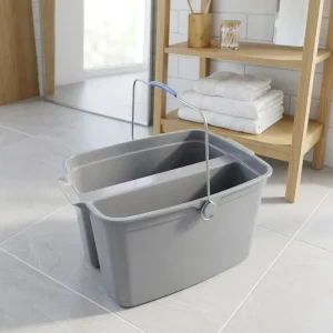 Commercial Double-Pail PP Plastic Mop Bucket, 16–20L, Easy to Carry
