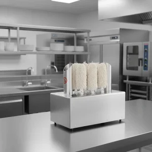 Commercial Electric Glass and Ceramic Cup Dryer Polishing Machine with 5 Brushes for Restaurants
