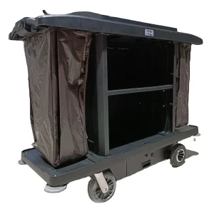 Commercial Electric Plastic Housekeeping Cart Battery Powered Hotel Cleaning Trolley with Adjustable Shelves 300KG Capacity
