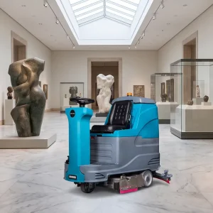 Commercial Floor Scrubber Dryer Dual Cylindrical Brush Motor 65 dBA Low-Noise Warehouse Cleaning Equipment