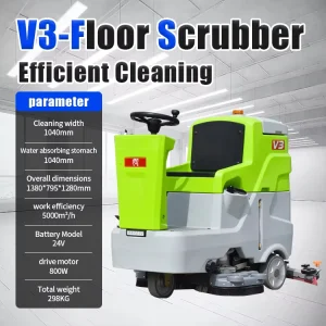 Commercial Floor Scrubber Machine with 650W Vacuum and 800W Drive for Logistics Centers