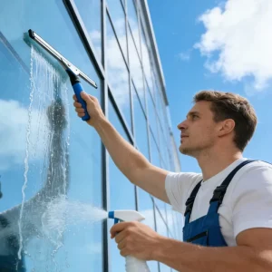 Commercial Glass Window Cleaning 14-Inch Stainless Steel Shower Squeegee Long Handle