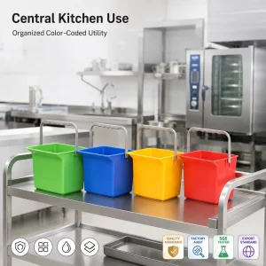 Commercial Grade 6 Liter Plastic Cleaning Bucket Color Coded Pail for Janitorial and Facility Supply