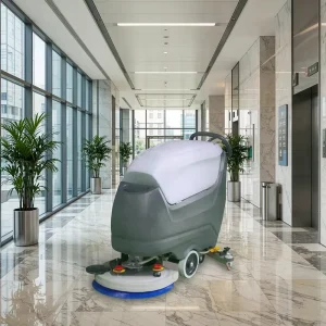 Commercial Hard Floor Cleaner Hand-Push Scrubbing Machine with Auto-Drying Function and 300W Suction Power for Hospitals