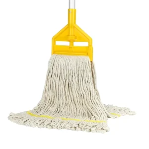 Commercial Heavy-Duty Industrial Cotton Mop with Long Handle, Looped-End String, for Home and Workshop Floor Cleaning