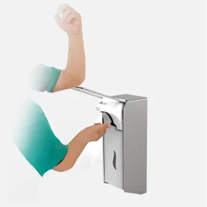 Commercial Hospital 304 Stainless Steel Wall Mounted Elbow Control Liquid Alcohol Hand Soap Dispenser