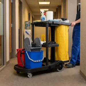 Commercial Hotel Cleaning Tools Multifunctional Cleaning Trolley Plastic Cleaning Trolley Janitor Cart