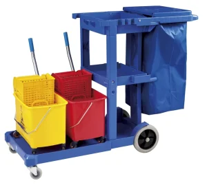Commercial Industrial Floor Cleaning Mop Bucket & Side Down Press Wringer Wringer Trolley Plastic Janitorial Tools