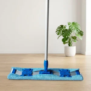 Commercial Industrial Microfiber Flat Mop Aluminum Handle Blue for Office and Mall Floor Cleaning