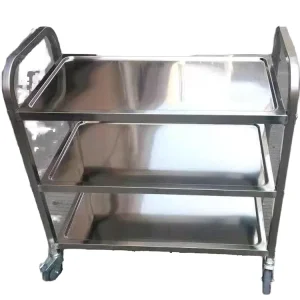 Commercial Kitchen Equipment Stainless Steel 201 Utility Cart Self Cleaning Coating Slip Resistant 4 Wheel 500kg Load
