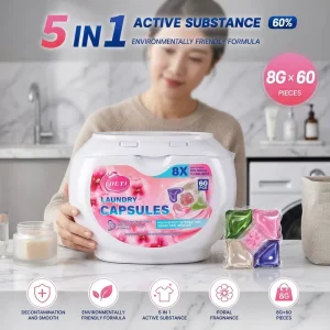 Commercial Laundry Detergent Pods 5-in-1 Washing Capsules for Hotels and Laundry Shops Mild Fragrance