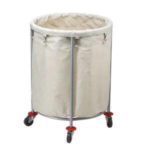 Commercial Linen Cart with Wheels Durable Metal Frame & Fabric Bin for Hospitality & Medical Facility Use