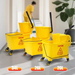 Commercial Mop Wringer Trolley with Ergonomic Handle, Quick-Pressing System and Smooth Wheels