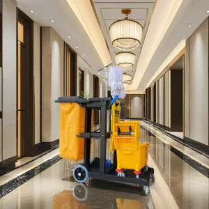 Commercial Multi-Purpose Plastic Janitor Cleaning Trolley for Office, Residential and Hotel Use