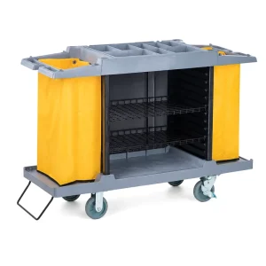 Commercial Restaurant Hotel Housekeeping Cart Janitorial Cleaning Trolley Heavy Duty Rust Resistant Plastic 4 Casters 300 lb
