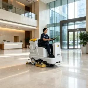 Commercial Ride On Floor Scrubber Machine Dual Brush Automatic Floor Scrubber Cleaner