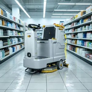 Commercial Ride-On Floor Scrubber Machine with 560mm Brush
