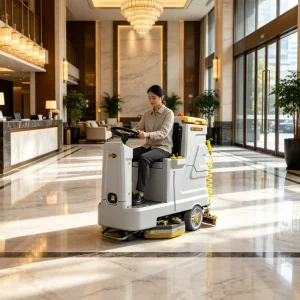 Commercial Ride-On Floor Scrubber for Factory, Warehouse, Airport, and Shopping Mall Cleaning