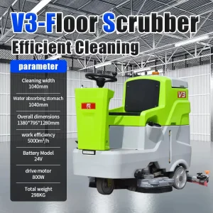 Commercial Ride-On Floor Scrubber with 1040mm Squeegee