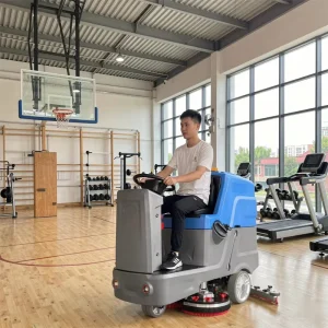 Commercial Ride on Floor Scrubber Dryer Battery Sweeper Scrubber Low Maintenance Deep Cleaner for Parking Lot Workshop