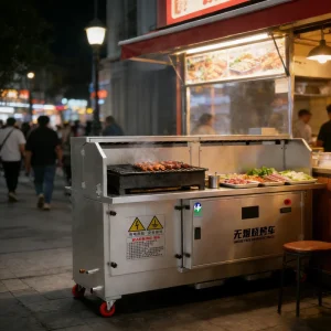 Commercial Smokeless BBQ Grill Cart Water Filtration Air Purifier 2 ESP Rooms 98.5% Efficiency ISO9001CE Certified