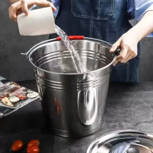 Commercial and Home Use Restaurants Hotels Ice and Water Storage Large Capacity Thickened Stainless Steel Portable Bucket