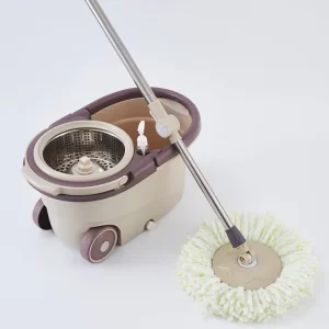 Commercial and Household Spin Mop Set with Spinning Bucket, Adjustable Stainless Steel Pole, Microfiber Mop