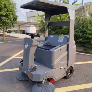 Compact 48V Self-Propelled Ride-On Electric Floor Scrubber and Sweeper for Warehouse Cleaning