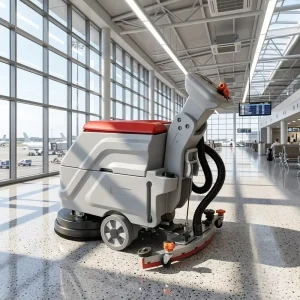 Compact Commercial Electric Walk-Behind Floor Scrubber Battery Powered Low Noise Cleaning Machine CE