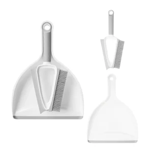 Compact Mini Broom and Dustpan Set TPE Rubber Lip Tabletop Countertop Sweeper Clip-On Storage Hanging Kitchen