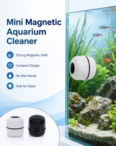Compact Mini Magnetic Aquarium Glass Cleaner Double Sided Non Scratch Fish Tank Algae Scrubber OEM ODM EcoFriendly