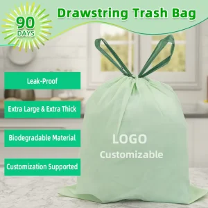 Compostable 3 Gallon Drawstring Garbage Bags Corn Starch Custom Printing