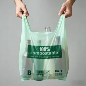 Compostable Biodegradable PLA T-Shirt Drawstring Garbage Bags Custom Size 100pcs