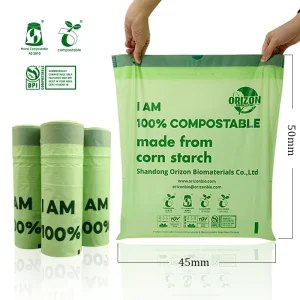 Compostable Drawstring Trash Bags Large Capacity 13 Gallon PBAT Heavy Duty Custom Printing Biodegradable Garbage Bags