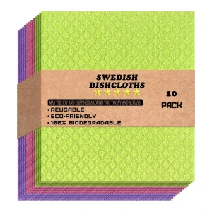 Compostable Swedish Dishcloth Kitchen Cleaning Cloth Biodegradable Custom Printed Cellulose Sponge Cotton Dish Cloth